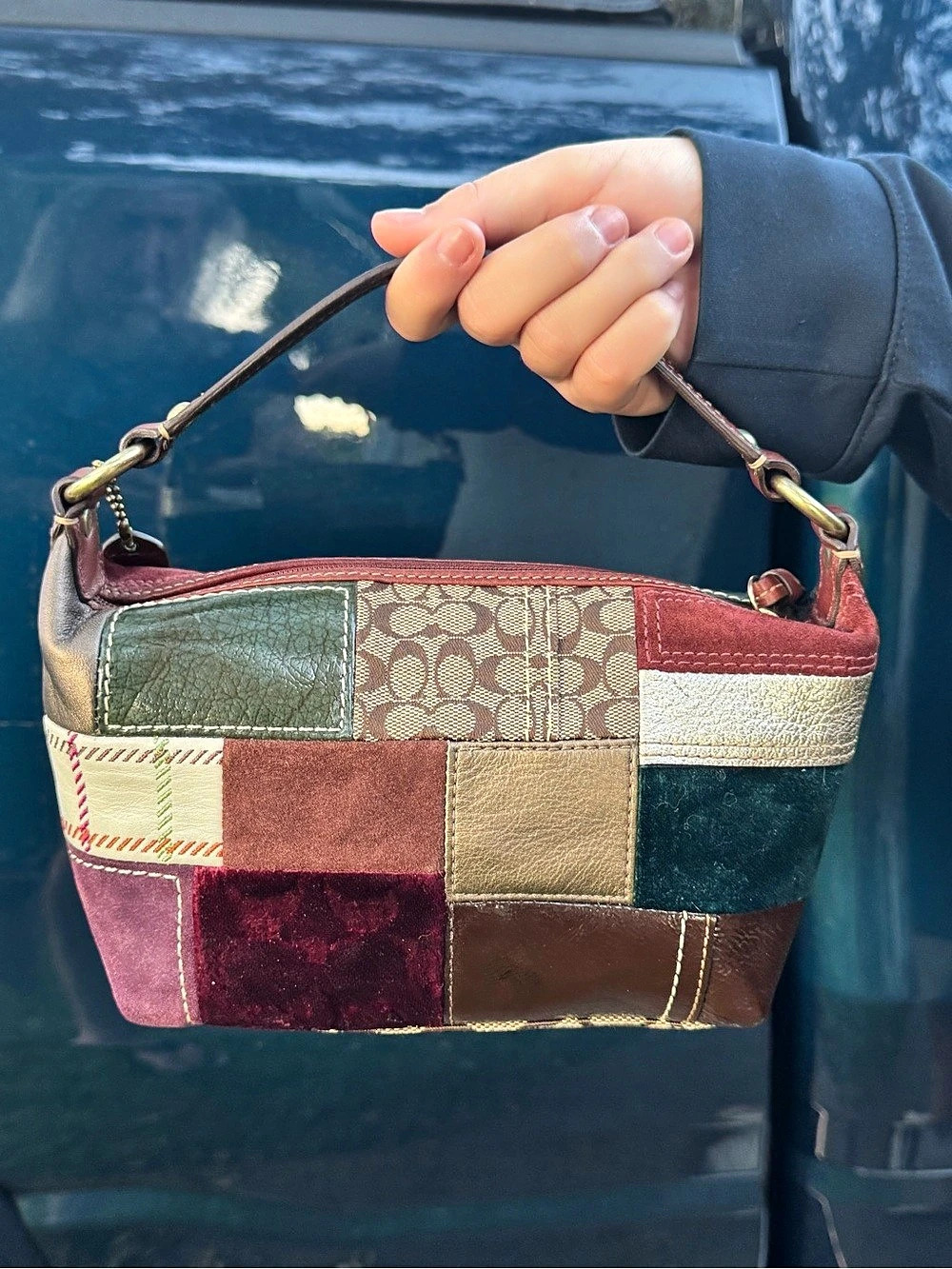 Coach Holiday Patchwork Demi Hobo Multicolor Shoulder Bag - Picture 6 of 16